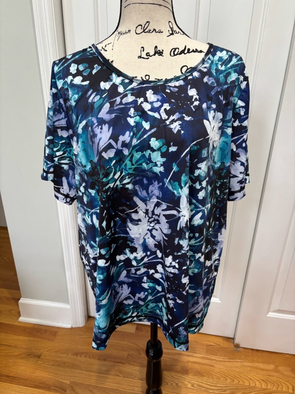 Swimsuits For All Blue, Purple & Teal Chlorine Resistant Swim Top - Size 24 NWT